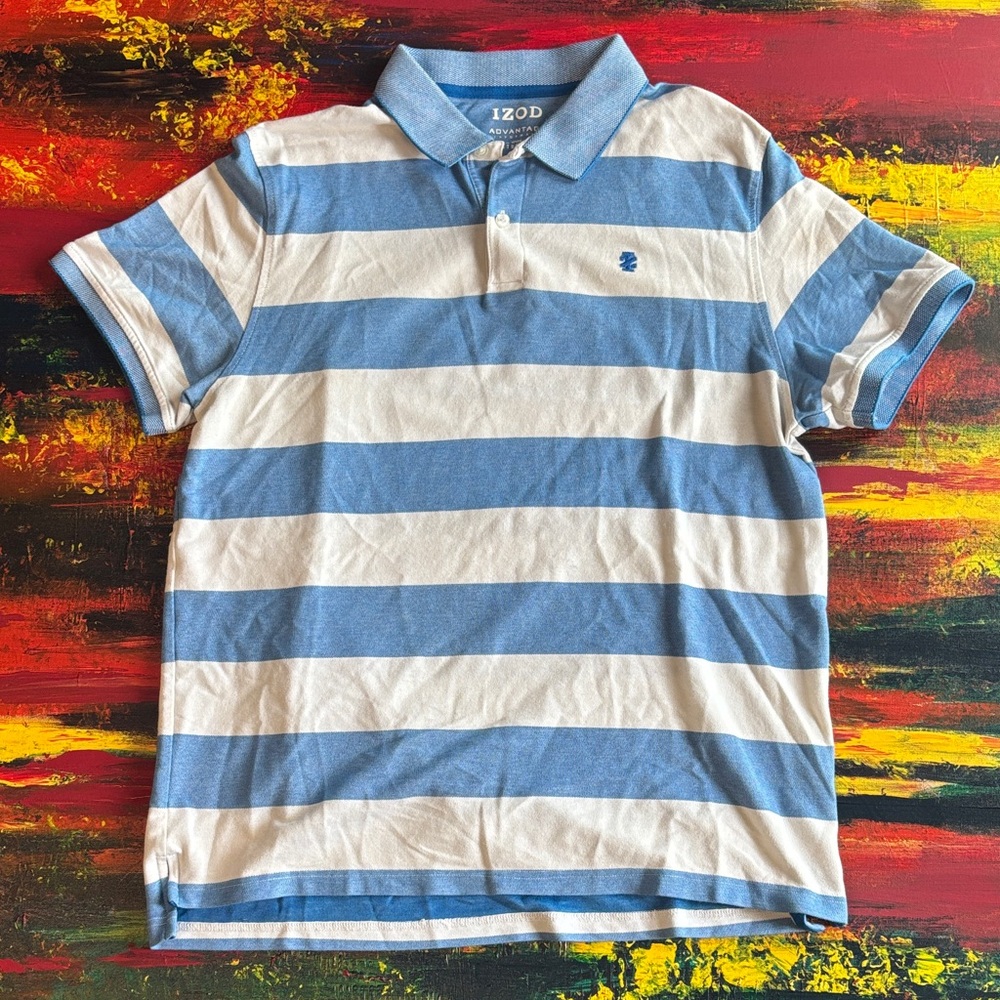 Izod Classic Blue and White Striped Polo